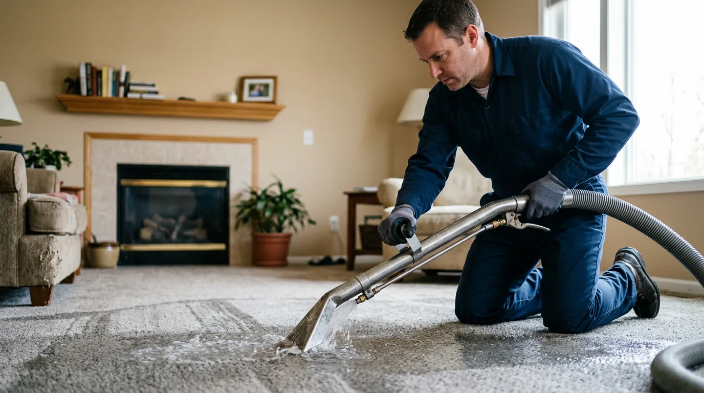 Water damage restoration technician working near Ladoga, IN